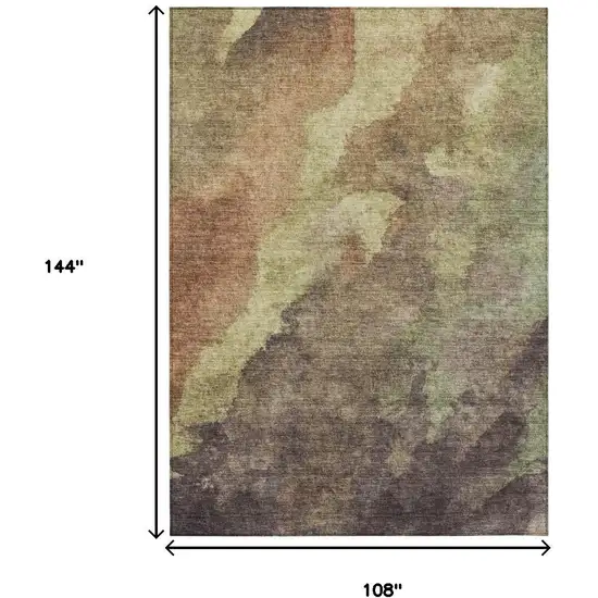 Brown And Fern Green Abstract Washable Indoor Outdoor Area Rug Photo 8