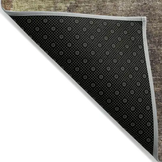 Brown And Fern Green Abstract Washable Indoor Outdoor Area Rug Photo 6