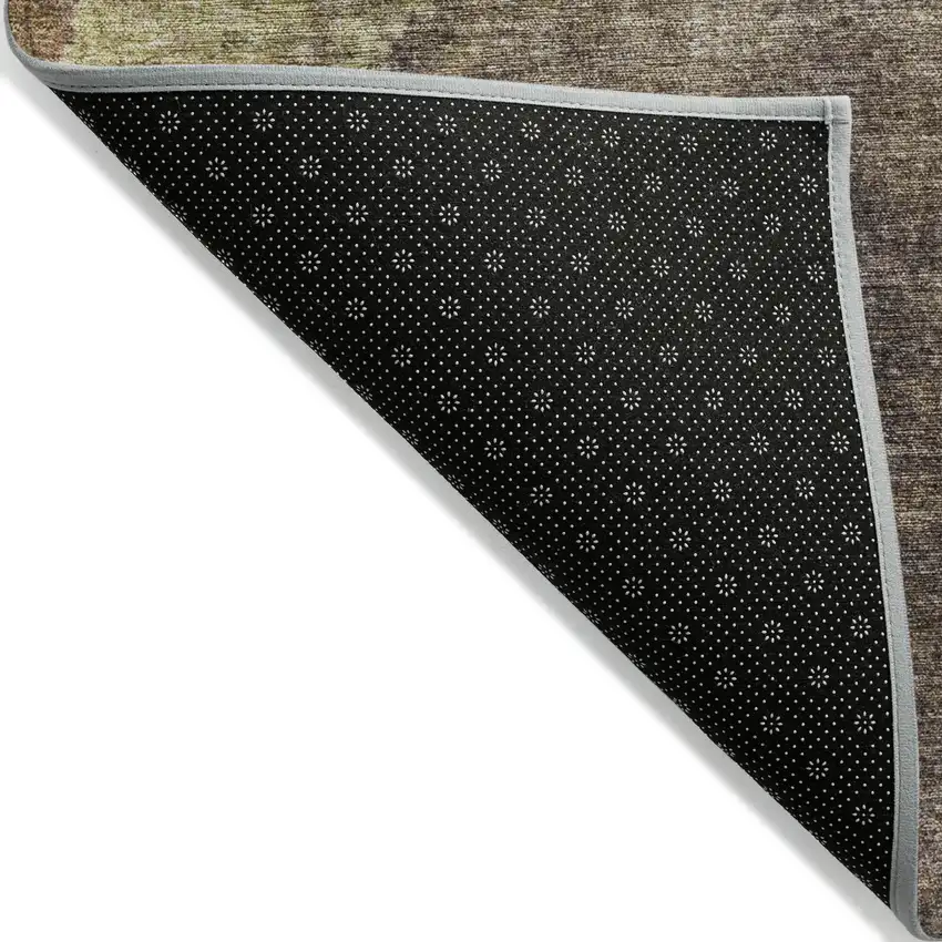 Brown And Fern Green Abstract Washable Indoor Outdoor Area Rug Photo 8