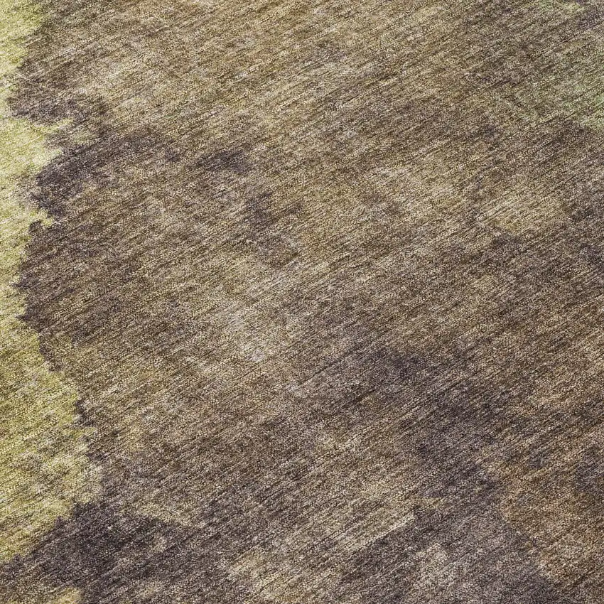 Brown And Fern Green Abstract Washable Indoor Outdoor Area Rug Photo 4