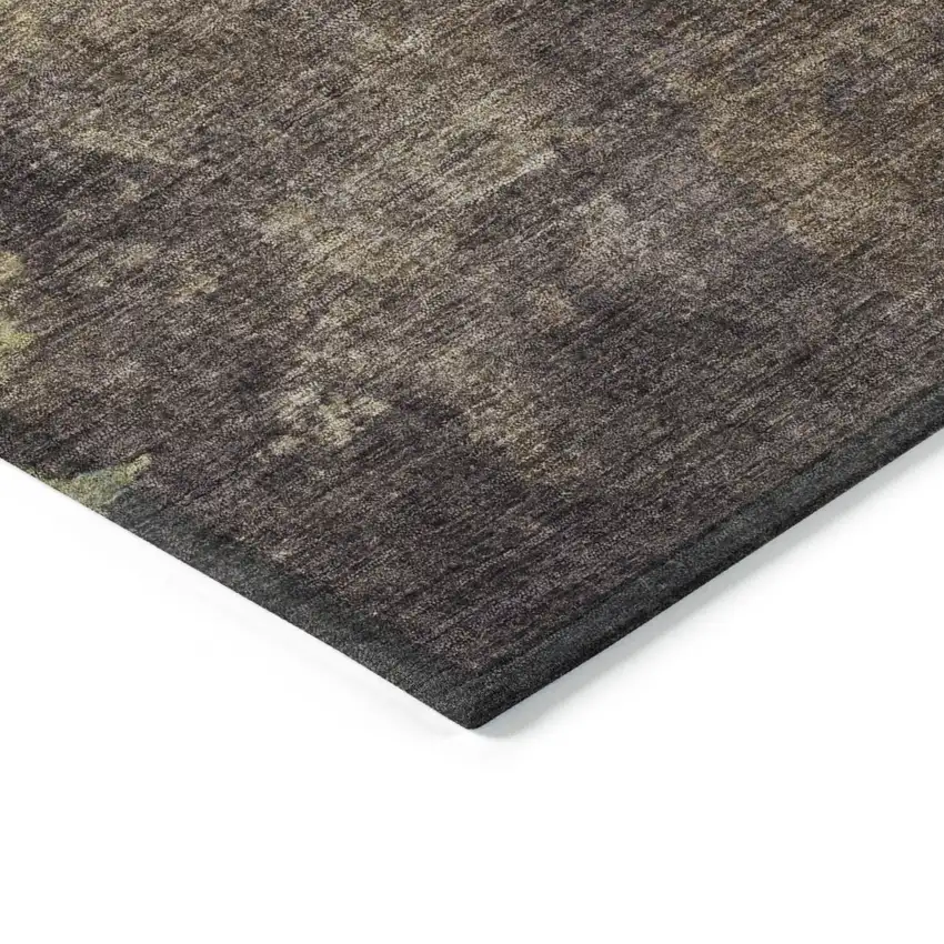 Brown And Fern Green Abstract Washable Indoor Outdoor Area Rug Photo 7