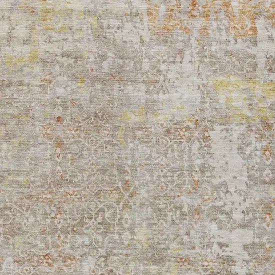 Brown And Gold Abstract Washable Indoor Outdoor Area Rug Photo 3