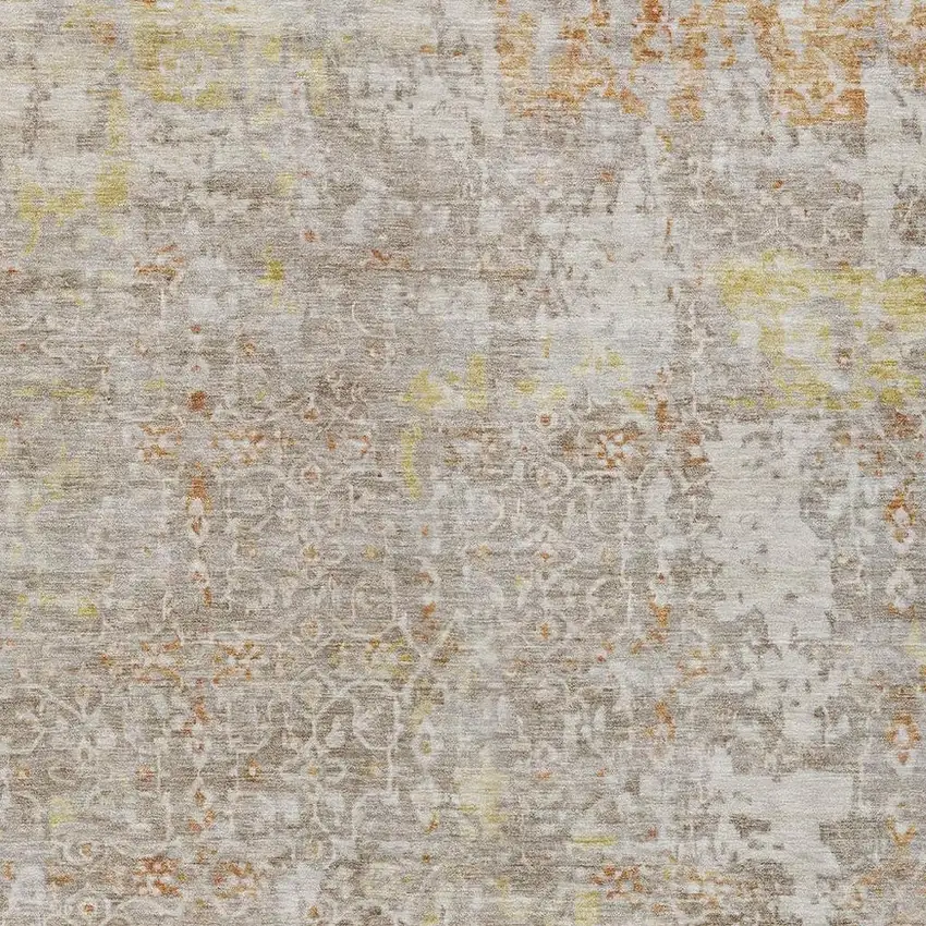 Brown And Gold Abstract Washable Indoor Outdoor Area Rug Photo 3