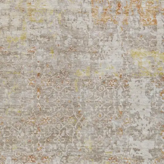 Brown And Gold Abstract Washable Indoor Outdoor Area Rug Photo 3