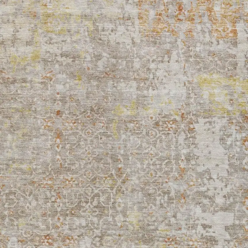 Brown And Gold Abstract Washable Indoor Outdoor Area Rug Photo 3