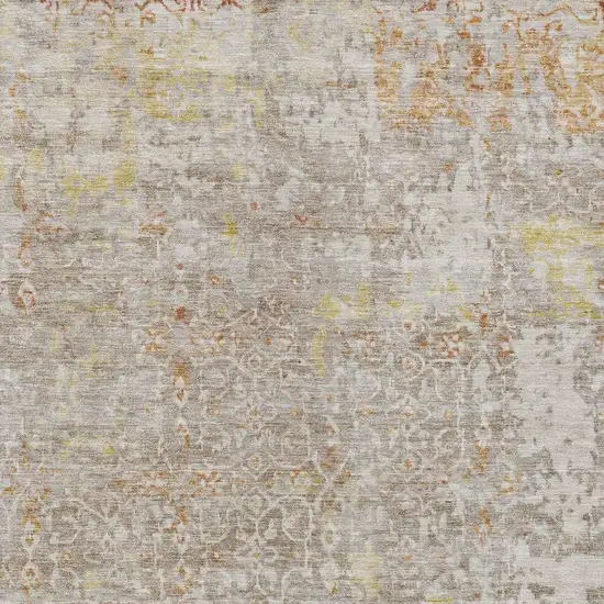 Brown And Gold Abstract Washable Indoor Outdoor Area Rug Photo 7