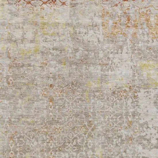 Brown And Gold Abstract Washable Indoor Outdoor Area Rug Photo 4