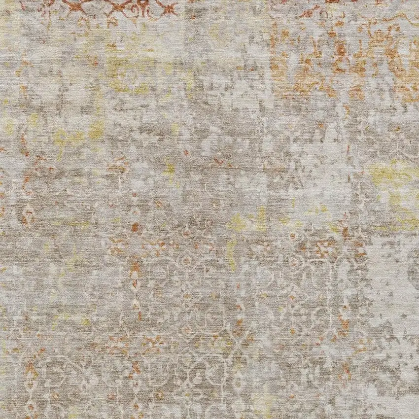 Brown And Gold Abstract Washable Indoor Outdoor Area Rug Photo 4