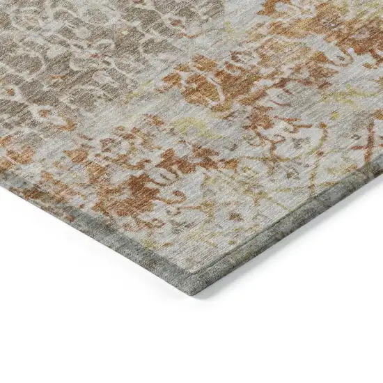 Brown And Gold Abstract Washable Indoor Outdoor Area Rug Photo 9