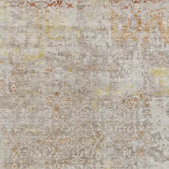 Brown And Gold Abstract Washable Indoor Outdoor Area Rug Photo 4