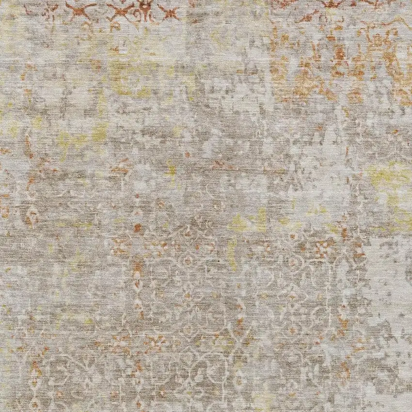 Brown And Gold Abstract Washable Indoor Outdoor Area Rug Photo 4