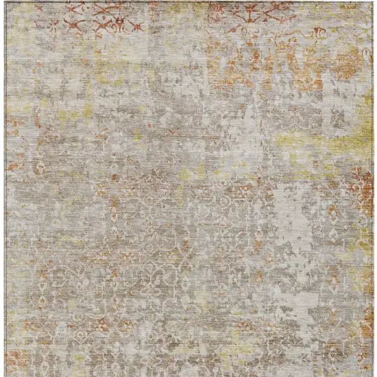 Brown And Gold Abstract Washable Indoor Outdoor Area Rug Photo 6