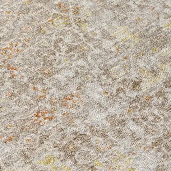 Brown And Gold Abstract Washable Indoor Outdoor Area Rug Photo 8