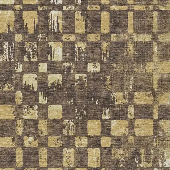 Brown And Gold Abstract Washable Indoor Outdoor Area Rug Photo 2