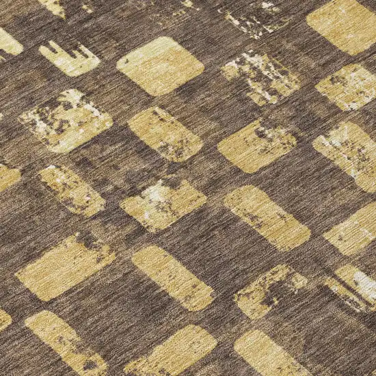 Brown And Gold Abstract Washable Indoor Outdoor Area Rug Photo 5