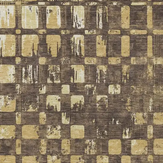 Brown And Gold Abstract Washable Indoor Outdoor Area Rug Photo 2