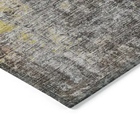 Brown And Gold Abstract Washable Indoor Outdoor Area Rug Photo 4