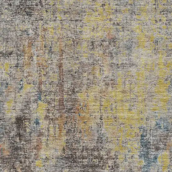 Brown And Gold Abstract Washable Indoor Outdoor Area Rug Photo 5