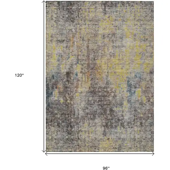 Brown And Gold Abstract Washable Indoor Outdoor Area Rug Photo 3