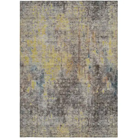 Brown And Gold Abstract Washable Indoor Outdoor Area Rug Photo 6