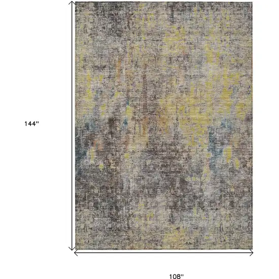 Brown And Gold Abstract Washable Indoor Outdoor Area Rug Photo 3