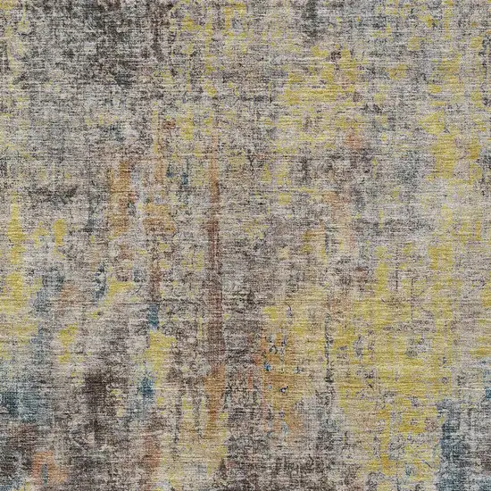Brown And Gold Abstract Washable Indoor Outdoor Area Rug Photo 5