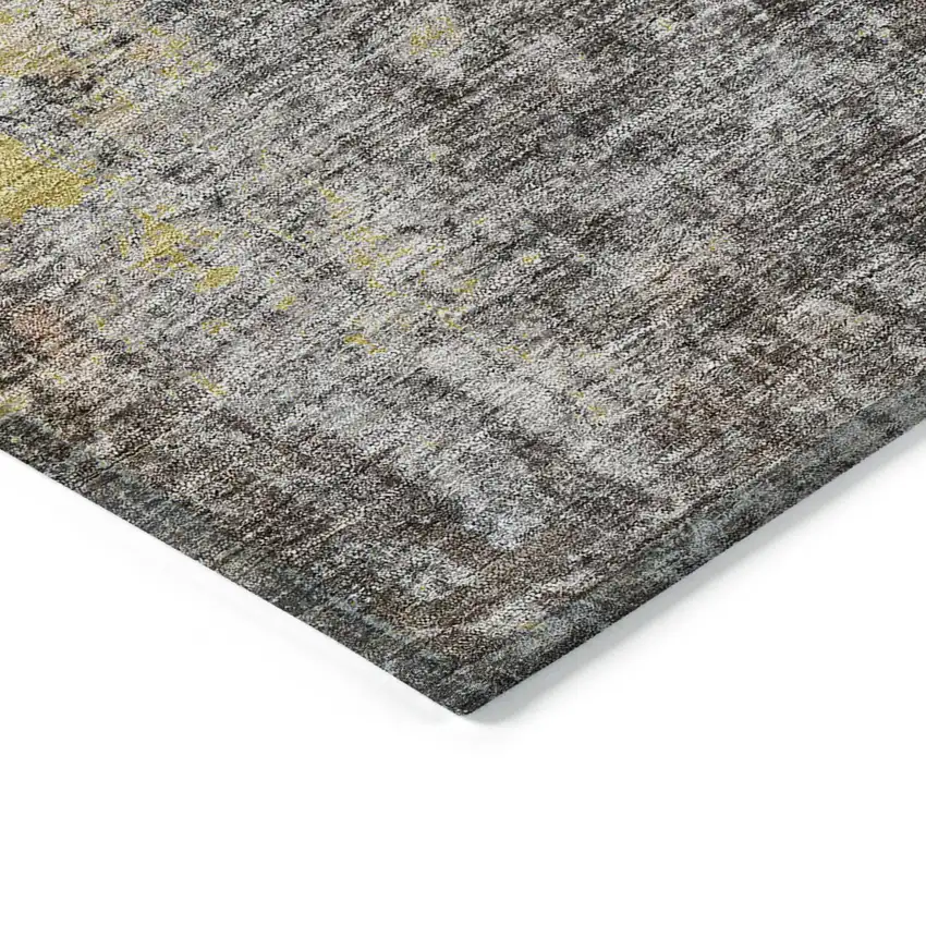 Brown And Gold Abstract Washable Indoor Outdoor Area Rug Photo 4