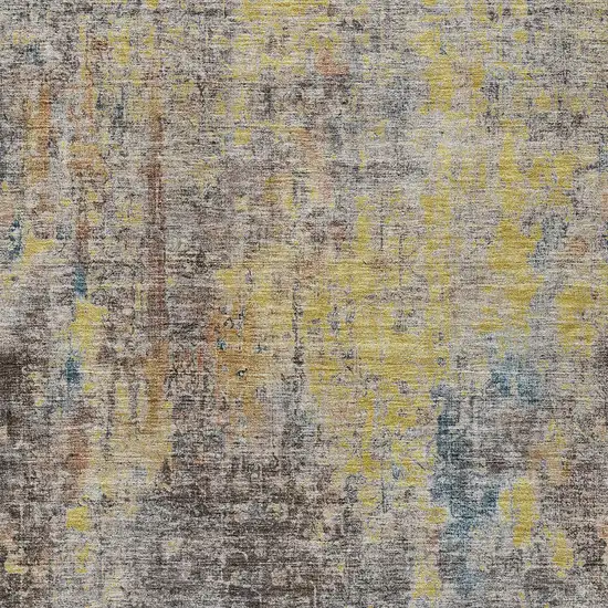 Brown And Gold Abstract Washable Indoor Outdoor Area Rug Photo 5