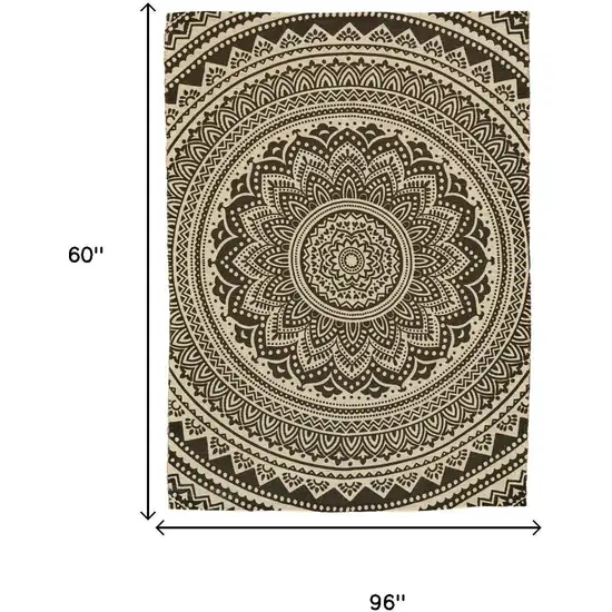 Brown And Gold Geometric Hand Woven Area Rug Photo 5