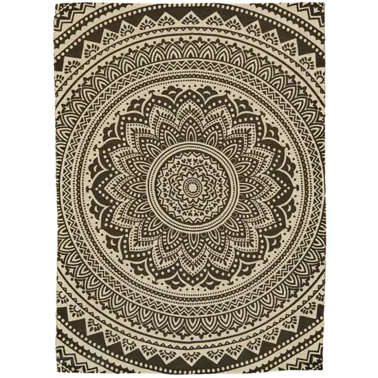 Brown And Gold Geometric Hand Woven Area Rug Photo 2