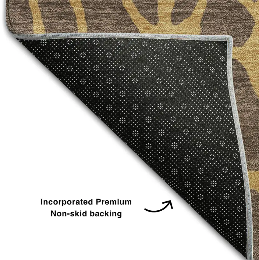 Brown And Gold Geometric Washable Area Rug With UV Protection Photo 5