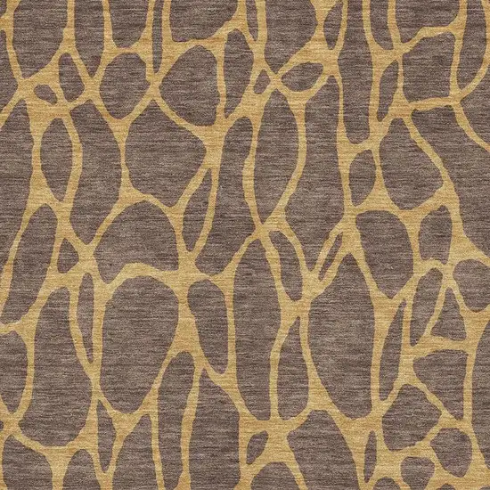 Brown And Gold Geometric Washable Area Rug With UV Protection Photo 2