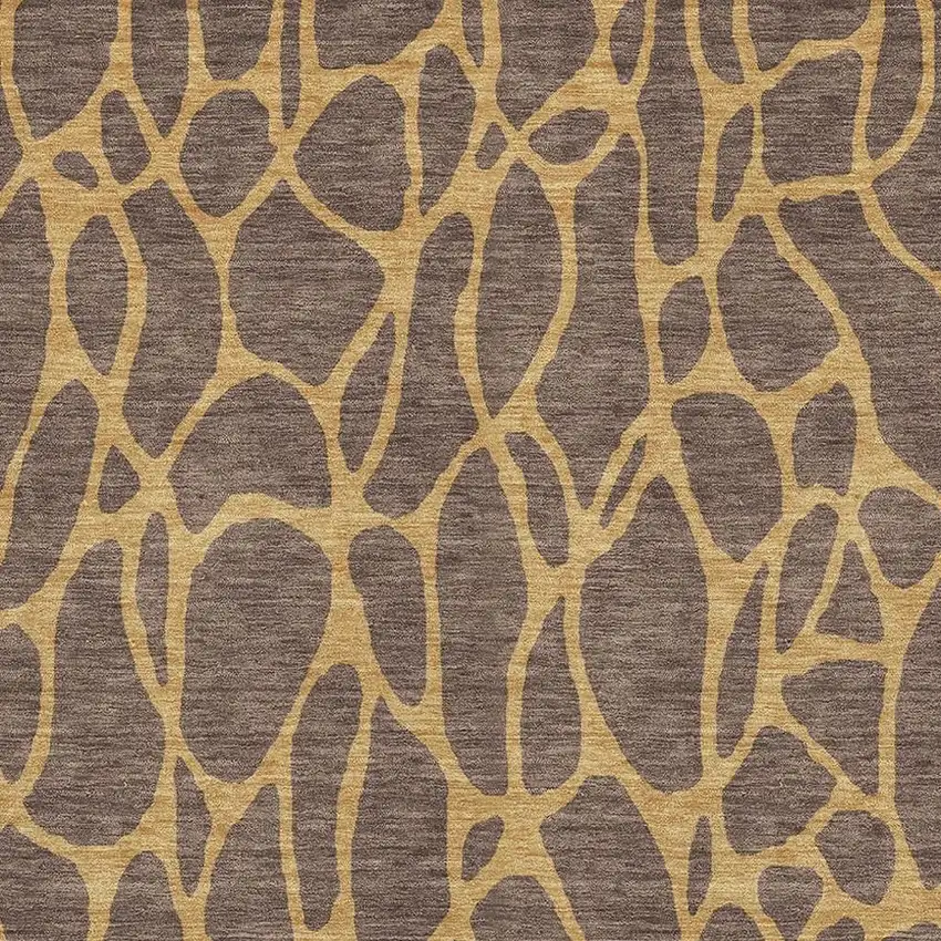 Brown And Gold Geometric Washable Area Rug With UV Protection Photo 2