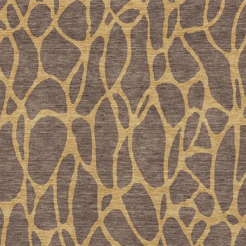 Brown And Gold Geometric Washable Area Rug With UV Protection Photo 2