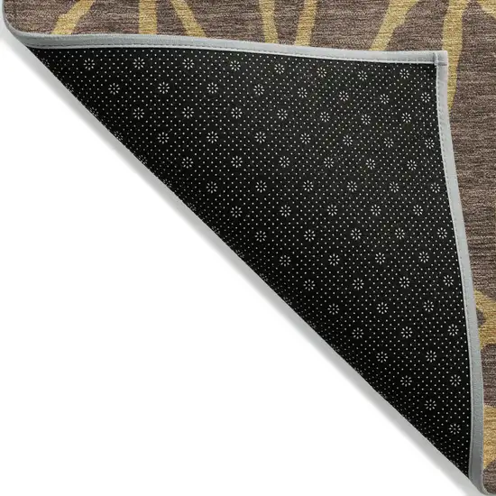 Brown And Gold Geometric Washable Indoor Outdoor Area Rug Photo 4