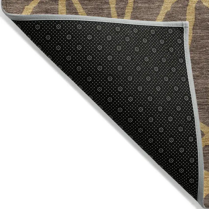 Brown And Gold Geometric Washable Indoor Outdoor Area Rug Photo 4