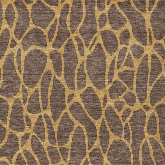 Brown And Gold Geometric Washable Indoor Outdoor Area Rug Photo 6