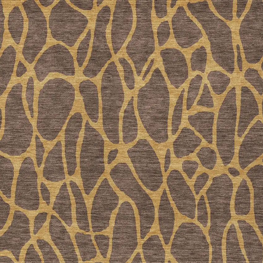 Brown And Gold Geometric Washable Indoor Outdoor Area Rug Photo 6