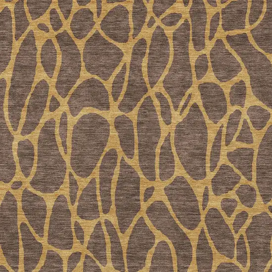 Brown And Gold Geometric Washable Indoor Outdoor Area Rug Photo 6