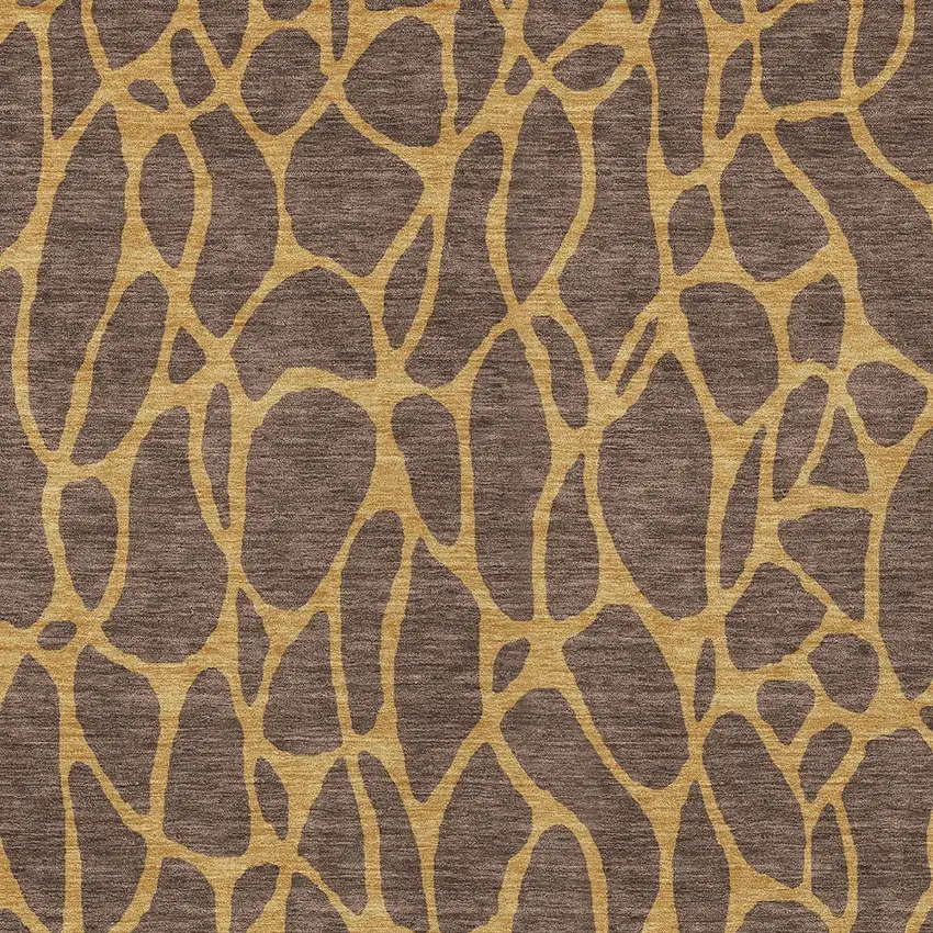 Brown And Gold Geometric Washable Indoor Outdoor Area Rug Photo 6