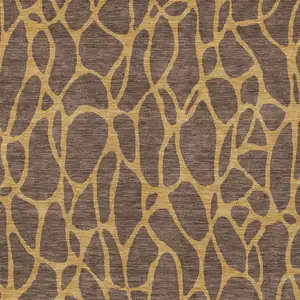 Photo of Brown And Gold Geometric Washable Indoor Outdoor Area Rug