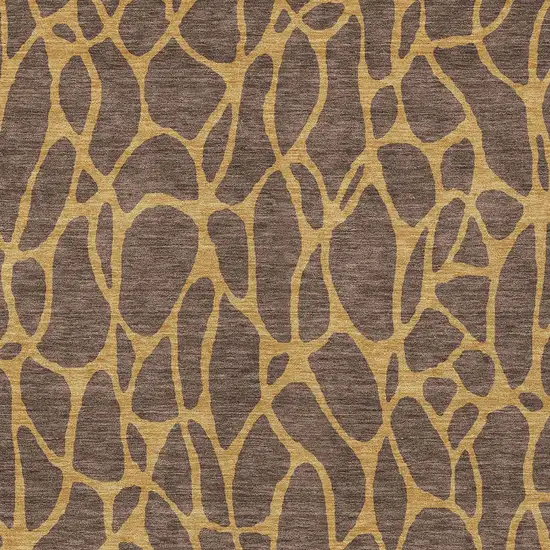 Brown And Gold Geometric Washable Indoor Outdoor Area Rug Photo 6