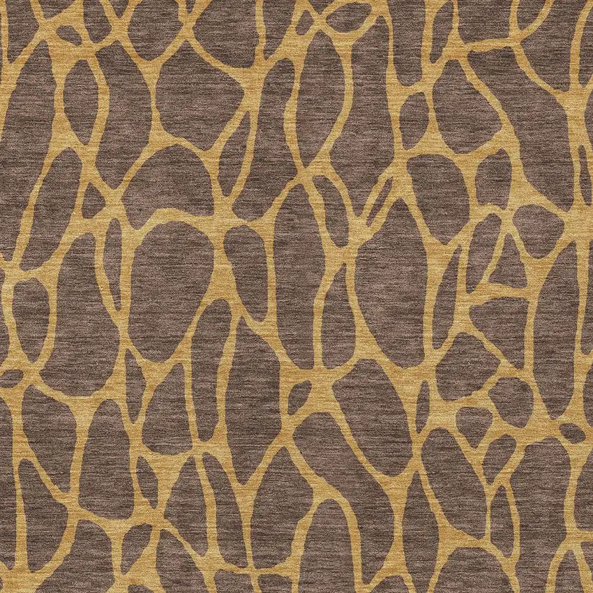 Brown And Gold Geometric Washable Indoor Outdoor Area Rug Photo 6