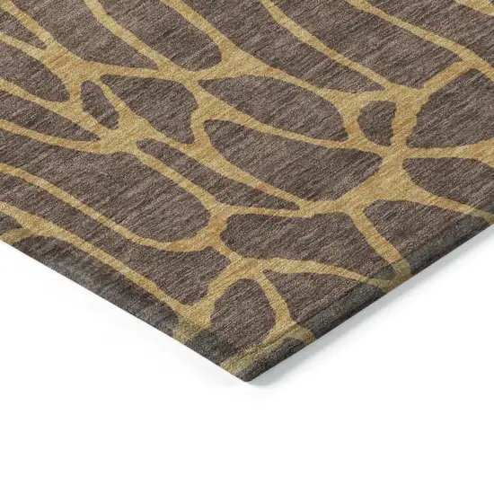 Brown And Gold Geometric Washable Indoor Outdoor Area Rug Photo 5