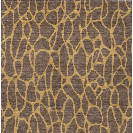 Brown And Gold Geometric Washable Indoor Outdoor Area Rug Photo 6