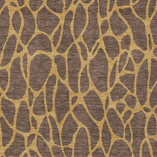 Brown And Gold Geometric Washable Indoor Outdoor Area Rug Photo 6