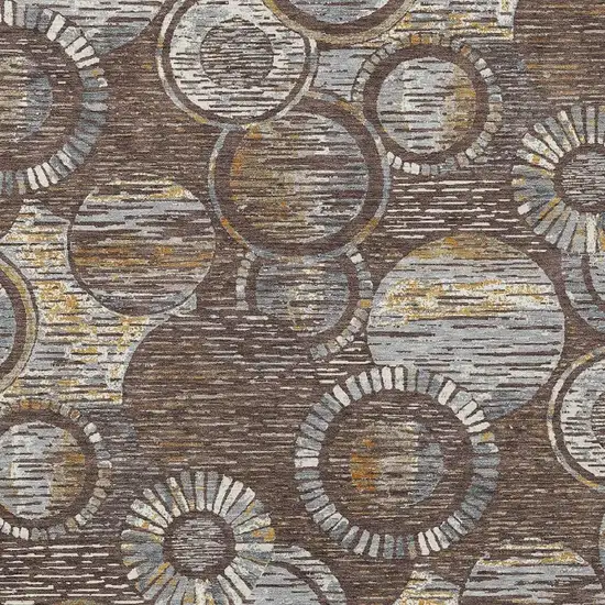 Brown And Gold Geometric Washable Indoor Outdoor Area Rug Photo 5