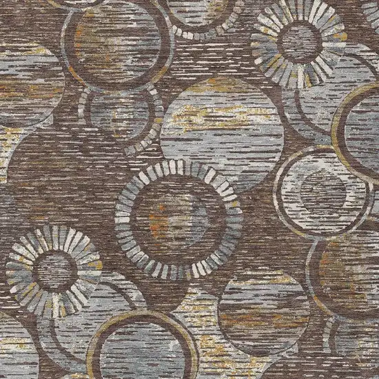 Brown And Gold Geometric Washable Indoor Outdoor Area Rug Photo 5