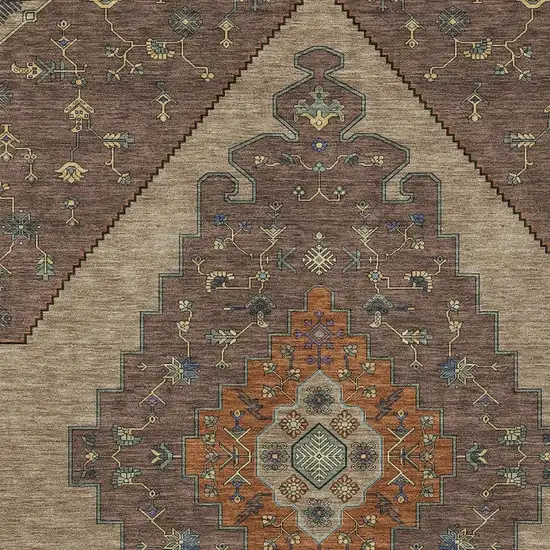 Brown And Gold Geometric Washable Indoor Outdoor Area Rug Photo 3