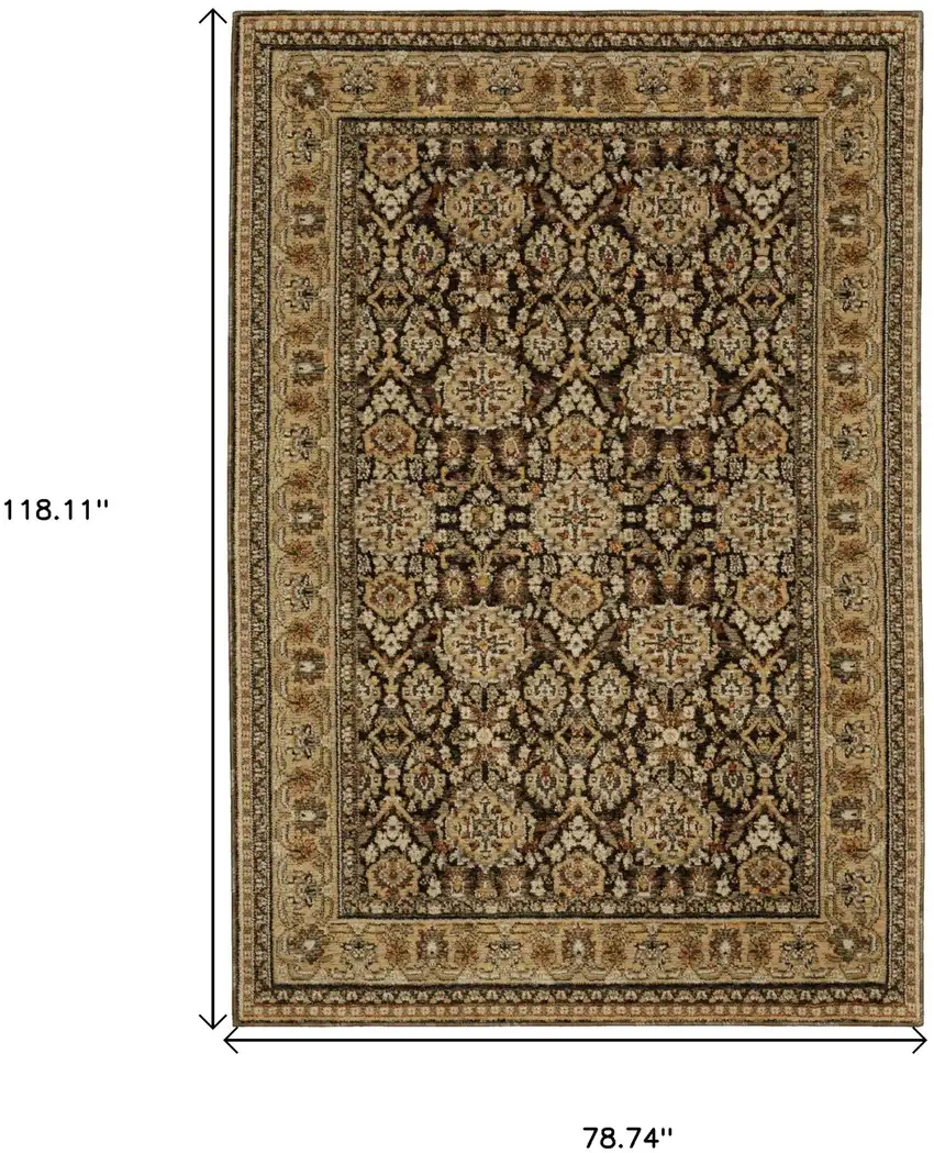 Brown And Gold Oriental Area Rug Photo 3